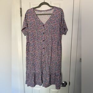 J.Jill Cotton Floral Button-Down Dress sz XL
